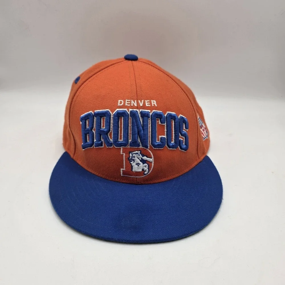 Mitchell & Ness Denver Broncos Fitted Hat 7 1/4 Wool Throwback NFL Cap Orange...